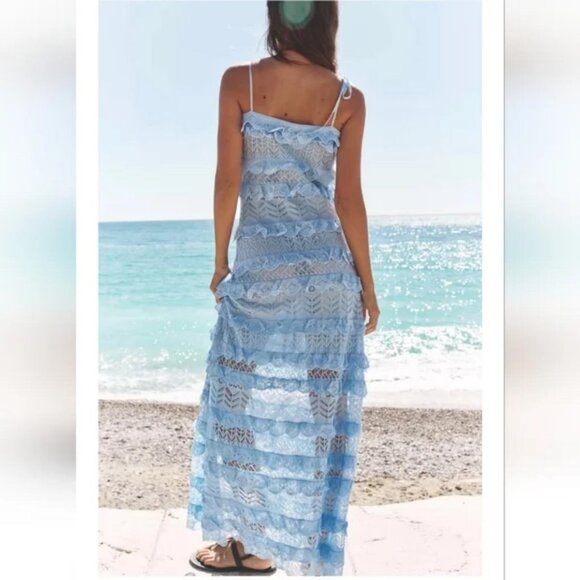 ZARA RUFFLED POINTELLE KNIT DRESS - Picture 5 of 11